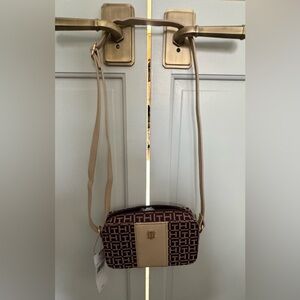 Tommy Hilfiger Maroon and Cream Crossbody Bag - New W/ Tags $98